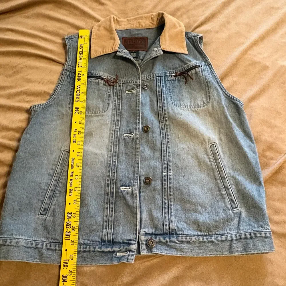 RL67 Ralph Lauren Denim Vest Corduroy Collar Cowgirl Western Cowgirlcore M